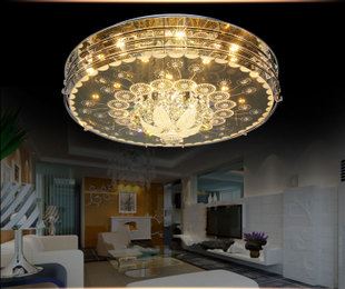 卧室圆形水晶灯 LED水晶客厅卧室书房平板灯面板灯灯具 吸顶灯 方形水晶灯6002