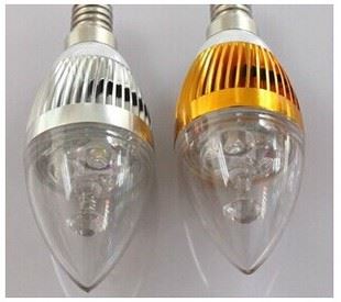 LED蜡烛灯 LED蜡烛拉尾灯 3W铝型拉尾尖泡 LED灯泡大功率 E14小螺口