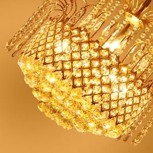 水晶吊灯 水晶吊灯 led欧式现代简约圆形金色客厅餐厅水晶灯 单头餐吊灯