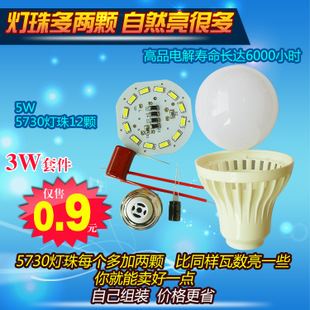 球泡灯 LED套件  led球泡 球泡灯 节能灯 塑胶球泡 lED球泡套件 厂家