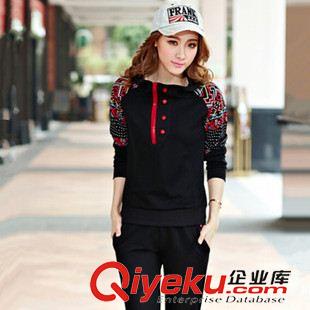 运动套装 2014秋装新款女大码运动休闲套装韩版连帽套头卫衣两件套时尚