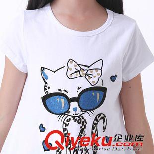 亲子装童装 2015新款亲子装母女套装卡通动漫眼镜猫咪休闲装韩版纯棉个性套装