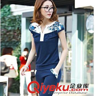未分类 2015夏季新款韩版短袖休闲套装潮时尚印花卫衣+七分裤运动服套装