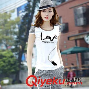 未分类 2015夏新款韩版女时尚大码短袖格子套装 七分裤运动套装原始图片2