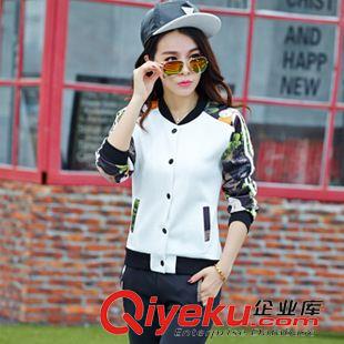 9月上新 2015秋装新款韩版圆领印花棒球服长袖卫衣休闲运动套装 潮