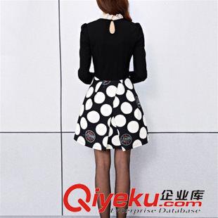 8月份2期 2015秋装新款女装长袖大摆连衣裙女 韩版时尚立领中腰印花连衣裙