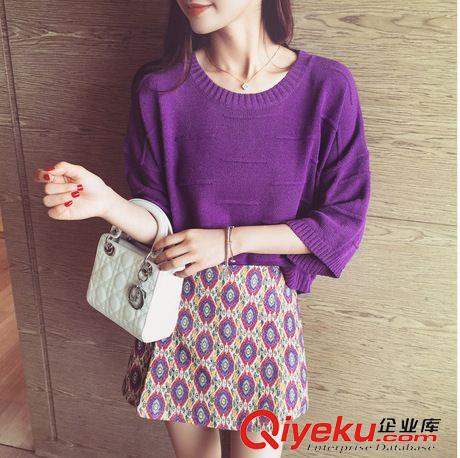 毛衣系列 2015秋装女装新款韩版美范可爱短款中袖冰丝针织衫