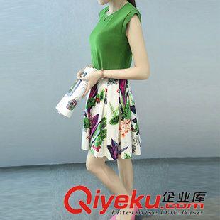 6月上新 韩国代购2015夏季新款女装小香风无袖上衣印花短裙套装原始图片2