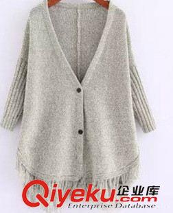 秋季外套 秋冬女装新款2015韩版毛衣外套蝙蝠袖针织衫宽松流苏毛线开衫