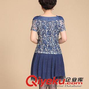 连衣裙 2015韩版新款夏中老年女装夏装短袖大码蕾丝连衣裙子妈妈装原始图片3