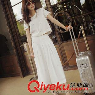 休闲运动套装 2015年夏季韩版新款露背上衣+半身长裙 两件套