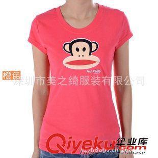 卡通猴子系列T恤 供应白色修身女式T恤 夏装圆领女式T恤衫订做