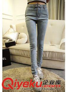 女士牛仔长裤 （实拍）2014新款韩国两粒铜扣修身韩版 潮小脚牛仔裤 女