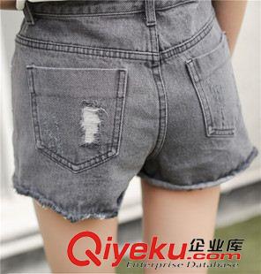 女士牛仔短裤/短裙/ (实拍）新款 韩版高腰磨破修身显瘦牛仔短裤女热裤