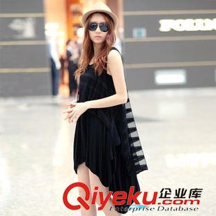 春夏款连衣裙 2014韩版新款夏季女装宽松不规则假两件连衣裙X14543