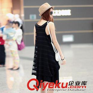春夏款连衣裙 2014韩版新款夏季女装宽松不规则假两件连衣裙X14543