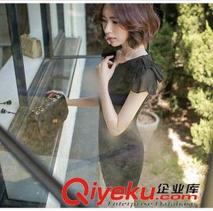 20156月第二批新款上架 2015韩国女装代购官方网milkcocoa蝴蝶结飞飞袖修身短袖连衣裙