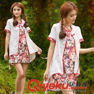 20156月第二批新款上架 新款女装民族风上衣立体提花布拼色短袖蕾丝衫太阳衫防晒服