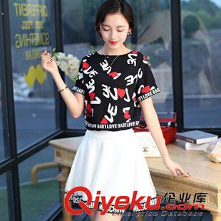 20156月第二批新款上架 2015夏季新款韩版时尚女装宽松上衣+百搭短裙子时尚套装