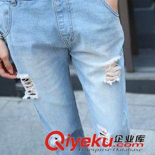 牛仔背带裤 2015韩国街头休闲破洞直筒显瘦牛仔裤连体背带长裤一件代发