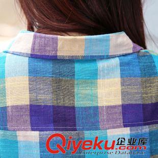 长袖衬衣 2015秋季新款韩版修身棉麻女式衬衣中长款长袖打底衫上衣一件代发
