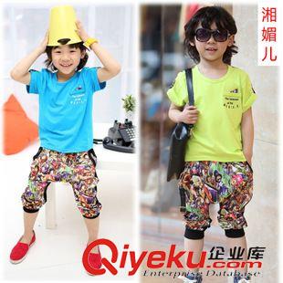 男童专区 批发 夏季童装男童套装韩版卡通短袖两件套海贼王运动套装66006