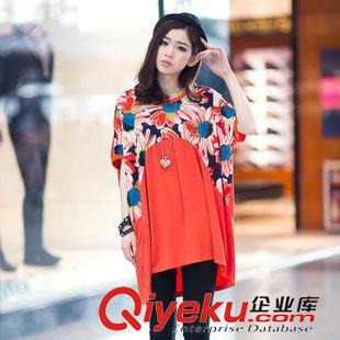 加厚T恤 厂家直销2015年韩版新夏季女装短袖宽松大码拼接蝙蝠袖个性T恤
