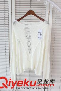 针织衫、毛衣 2014新款韩版性感破洞镂空女款针织衫 薄款空调衫 罩衫