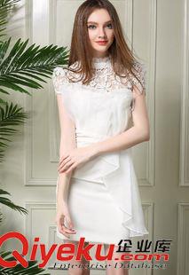 连衣裙 5117#ChunMeiNa/2015夏装新款白色拼蕾丝显瘦连衣裙