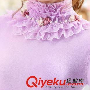 3区 2015秋冬韩版新款蕾丝花边套头百搭针织打底毛衣女装