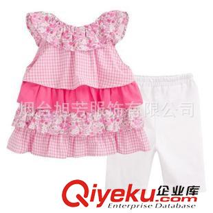 夏款 韩版童装代理批发夏季新款女宝玫粉色蛋糕裙短裤套装 儿童两件套