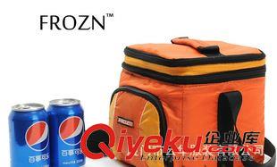 出口保温包袋（大家服装可附带） 出口流行保温包袋，欧美品牌FROZN库存时尚多用途实用橙黄冰包