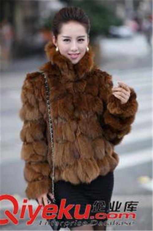 皮草外套 2015欧美时髦爆款翻领长袖短款狐狸毛头高贵优质皮草外套一件代发