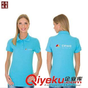 女式短袖POLO衫 2015新款POLO衫定制纯棉来样定做T恤 女短袖polo批发蓝色女式t恤