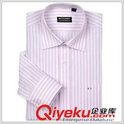 男式长袖衬衫 专业服装厂家生产供应全棉条纹男式长袖衬衫 定做松江商务衬衫