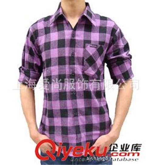 男式长袖衬衫 上海爱尚服装厂专业设计定做修身男式格子衬衫 供应松江休闲衬衫