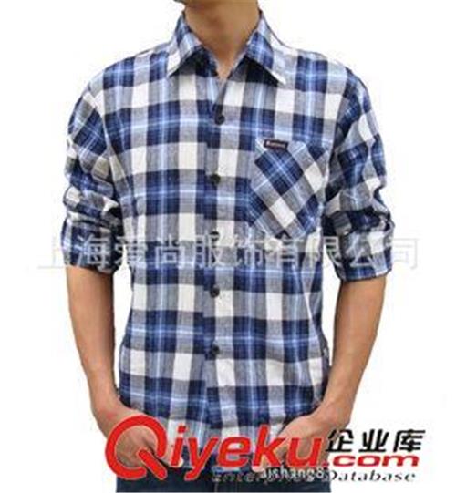 男式长袖衬衫 上海爱尚专业定做男式长袖衬衫 休闲格子衬衫 定做条纹商务衬衫