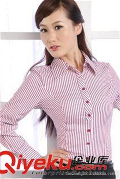女士长袖衬衫 专业设计定做全棉的女式长袖衬衫 白领衬衫 女士细条纹职业衬衫