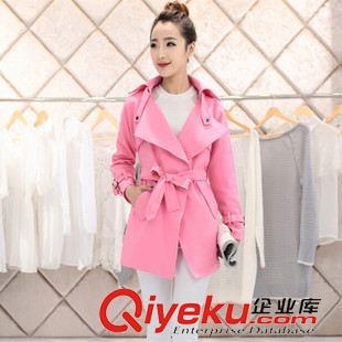 九月新款3 2015秋装新款韩版女装系带收腰中长款女式风衣修身长袖外套