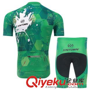 短袖套装/背带套装 XINTOWN新款绿炫骑行服短袖套装 自行车服 夏季吸湿排汗衣裤