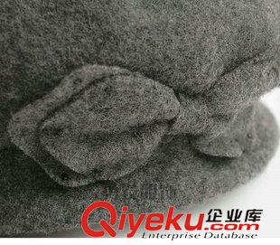 贝雷帽 勇发服饰 深灰色 蝴蝶结羊毛贝雷帽 广州帽子工厂 定做各种帽子