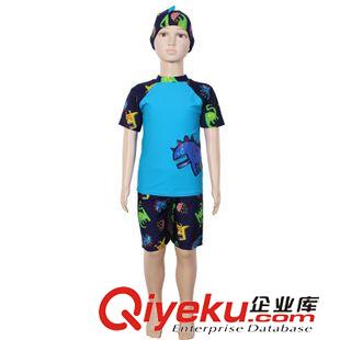 儿童泳衣 厂家直销 韩版新款泳衣 可爱男童分体泳衣 带帽子 卡通恐龙