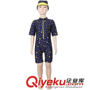 儿童泳衣 韩版新款泳衣 可爱男童连体泳衣 带帽子 黄星星 批发零售
