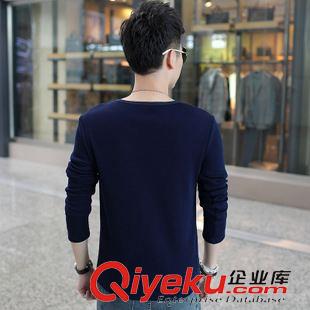 长袖t恤 一件代发新款韩版圆领纯色纯棉t恤 秋季男式长袖T恤批发 品质保证