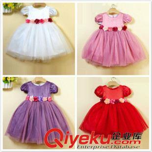 童礼服 公主裙 （大组） 新款韩版外贸爆款童装 花朵礼服 优质网纱缝合蕾丝贴花连衣公主裙