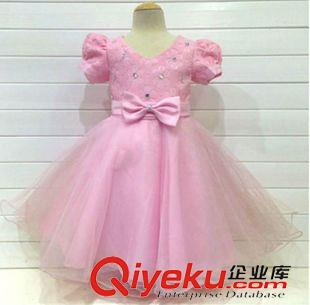 童礼服 公主裙 （大组） 预定 韩版童礼服 批发新款女童灯笼袖珍珠花朵公主礼服裙婚纱裙