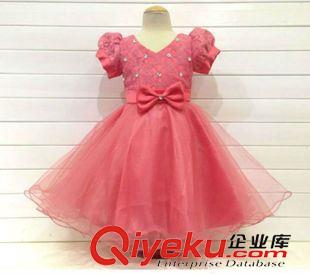 童礼服 公主裙 （大组） 预定 韩版童礼服 批发新款女童灯笼袖珍珠花朵公主礼服裙婚纱裙