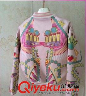 2015棒球服 2015秋装新款中国好声音李嘉格明星同款粉色印花棒球服外套女装