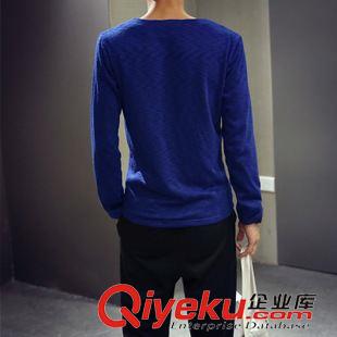 未分类 2015秋季新款 男士V领长袖针织衫纯色韩版修身潮男装打底衫线衫