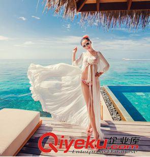 沙滩裙/长裙 2015夏装海边度假性感雪纺开衫白色大长袍防晒罩衫长裙